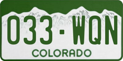 CO license plate 033WQN