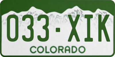 CO license plate 033XIK