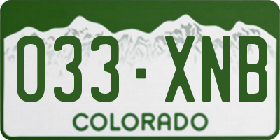 CO license plate 033XNB