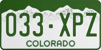 CO license plate 033XPZ
