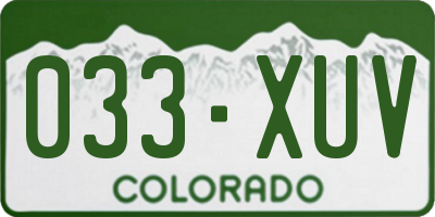 CO license plate 033XUV