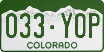 CO license plate 033YOP