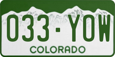 CO license plate 033YOW