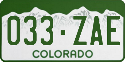 CO license plate 033ZAE