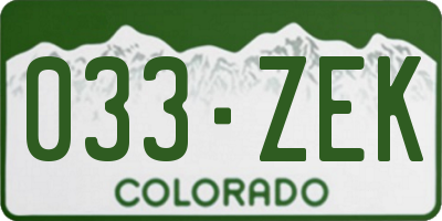 CO license plate 033ZEK