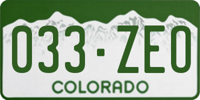 CO license plate 033ZEO