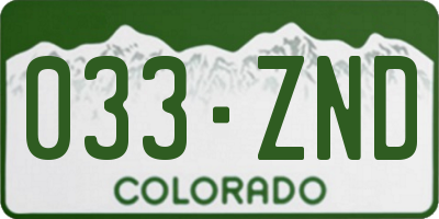 CO license plate 033ZND