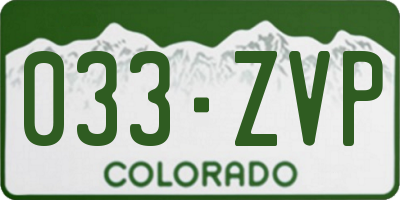 CO license plate 033ZVP