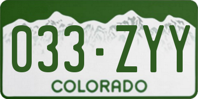 CO license plate 033ZYY