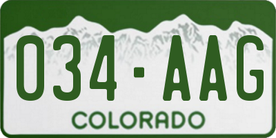 CO license plate 034AAG