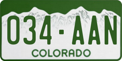 CO license plate 034AAN