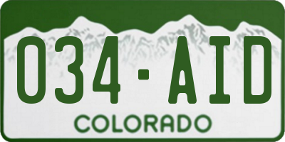 CO license plate 034AID