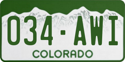 CO license plate 034AWI
