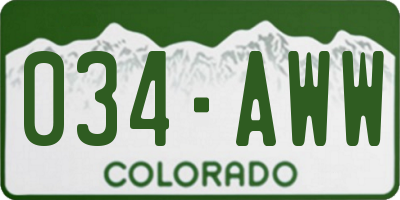 CO license plate 034AWW