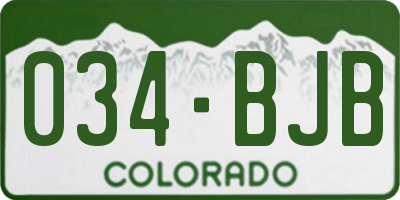 CO license plate 034BJB
