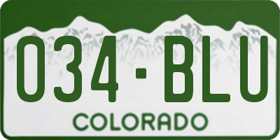 CO license plate 034BLU