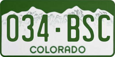 CO license plate 034BSC