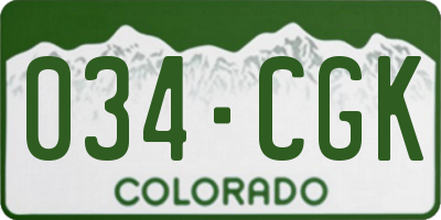 CO license plate 034CGK