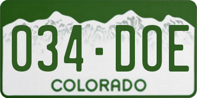 CO license plate 034DOE