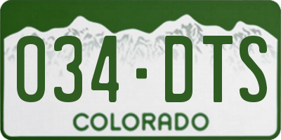 CO license plate 034DTS