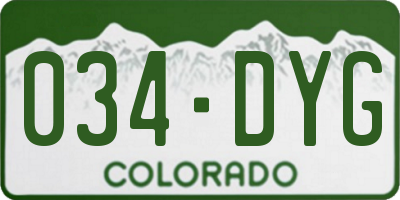 CO license plate 034DYG