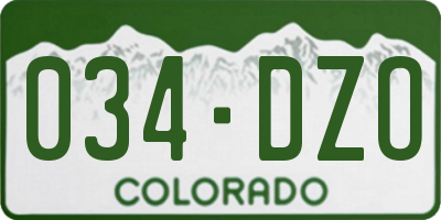 CO license plate 034DZO