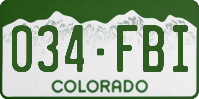 CO license plate 034FBI