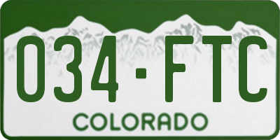 CO license plate 034FTC