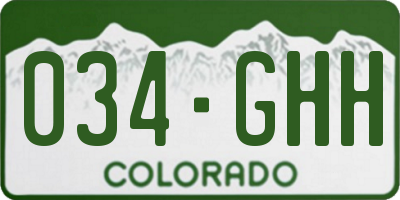 CO license plate 034GHH