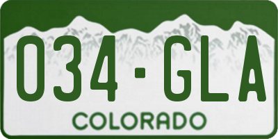 CO license plate 034GLA