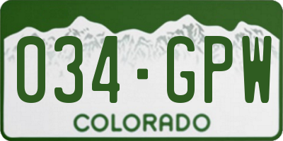 CO license plate 034GPW