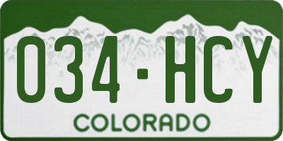 CO license plate 034HCY