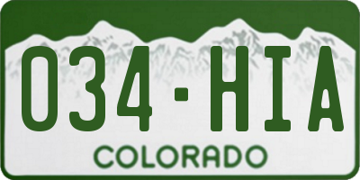 CO license plate 034HIA