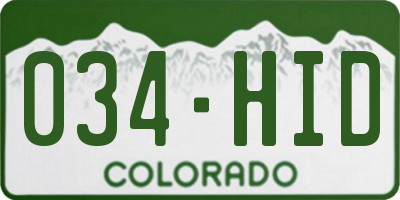 CO license plate 034HID
