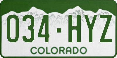CO license plate 034HYZ