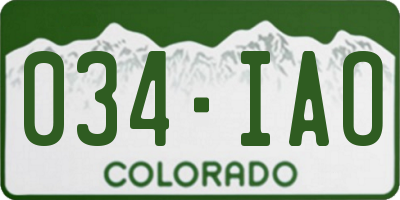 CO license plate 034IAO