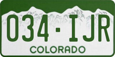 CO license plate 034IJR