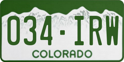 CO license plate 034IRW