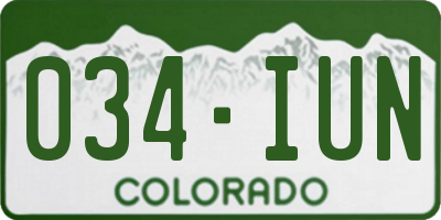 CO license plate 034IUN