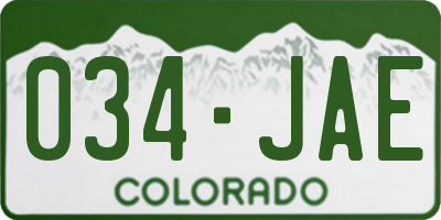 CO license plate 034JAE