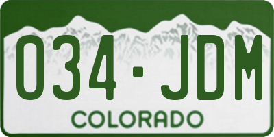 CO license plate 034JDM