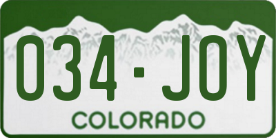 CO license plate 034JOY