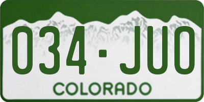 CO license plate 034JUO