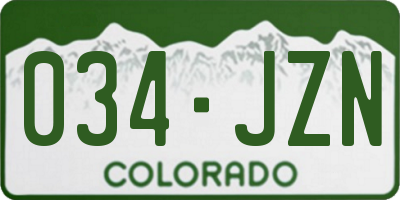 CO license plate 034JZN