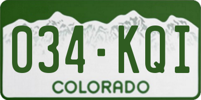 CO license plate 034KQI