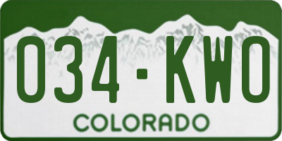 CO license plate 034KWO