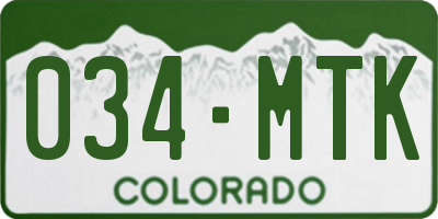 CO license plate 034MTK