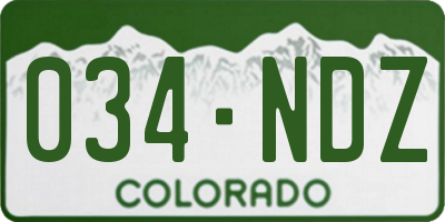 CO license plate 034NDZ