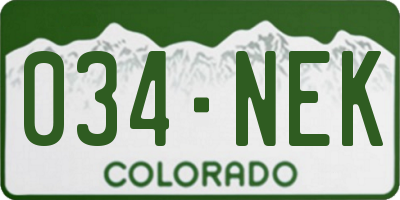 CO license plate 034NEK