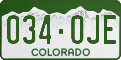 CO license plate 034OJE